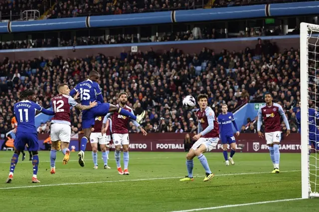 Nicolas Jackson shoots from inside the box hitting the woodwork