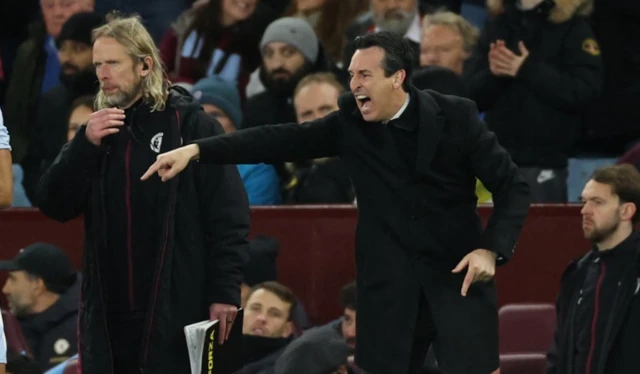 Aston Villa manager Unai Emery reacts