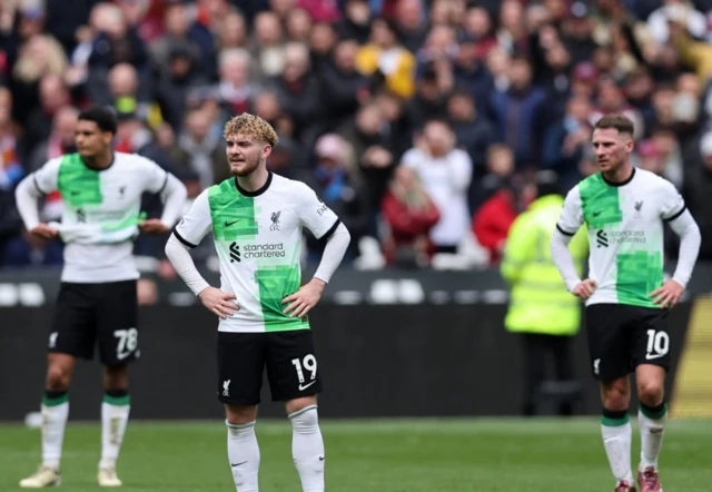 Liverpool's Harvey Elliott looks dejected