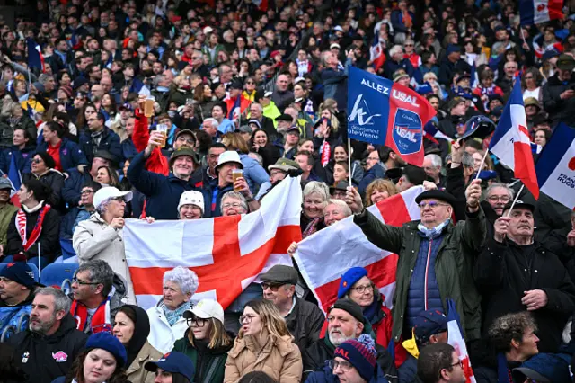 : A general view of fans of England and France