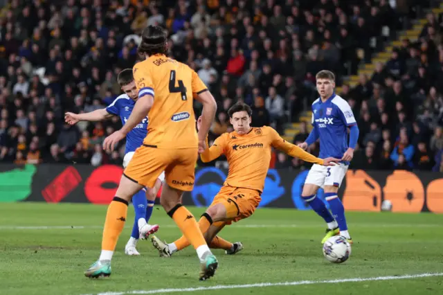 George Hirst scores for Ipswich at Hull