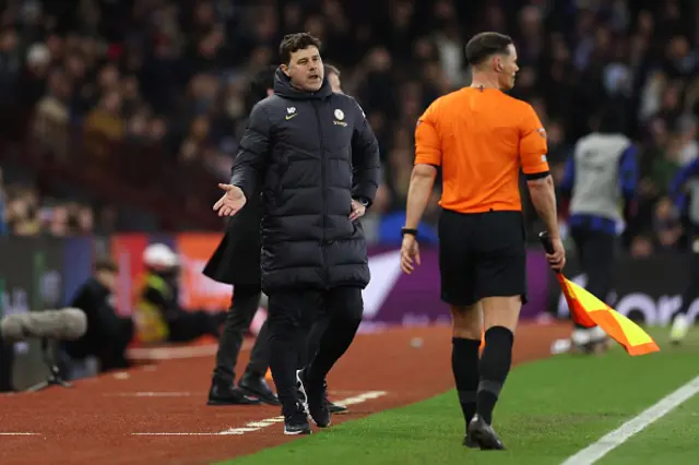 Mauricio Pochettino, Manager of Chelsea, reacts