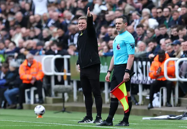 Eddie Howe, Manager of Newcastle United, reacts