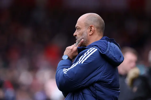 Nuno Espirito Santo, Manager of Nottingham Forest, looks on