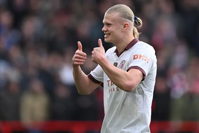 Erling Haaland celebrates after scoring