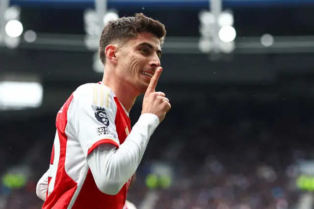 Kai Havertz of Arsenal celebrates their third goal