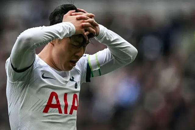 Son Heung-Min reacts after missing to score