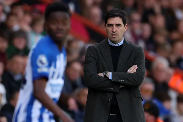 Andoni Iraola looks on