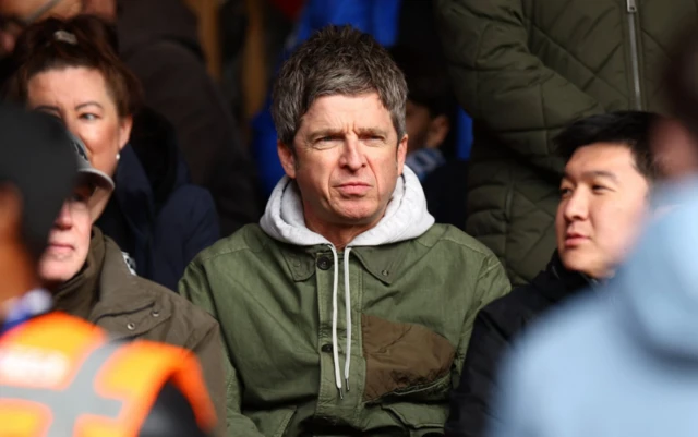 Noel Gallagher in the stands at the City Ground