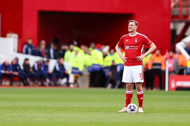 A dejected Chris Wood of Nottingham Forest