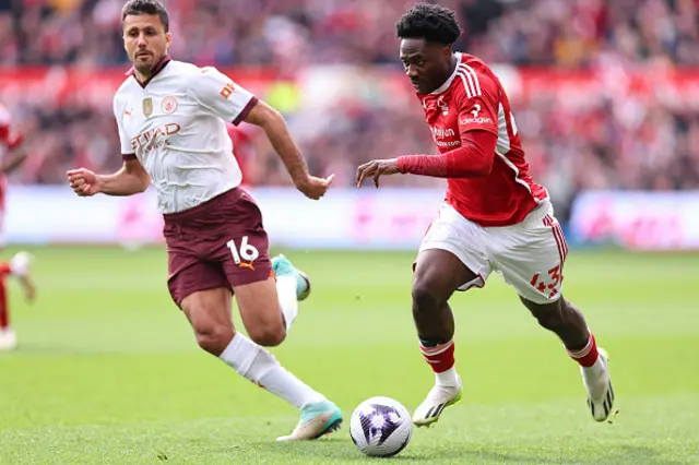 Ola Aina of Nottingham Forest and Rodri