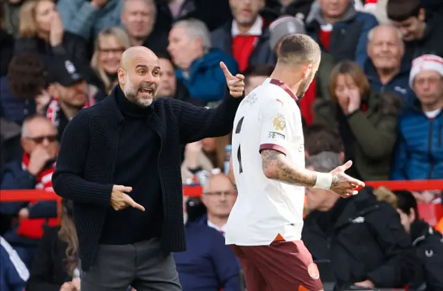 Kyle Walker of Manchester City and Pep Guardiola