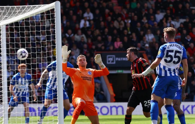 Bournemouth's Marcos Senesi scores their first goal