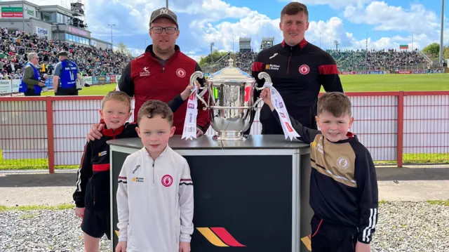 Fans pose with the Ulster Championship