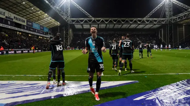 Kasey McAteer celebrates for Leicester