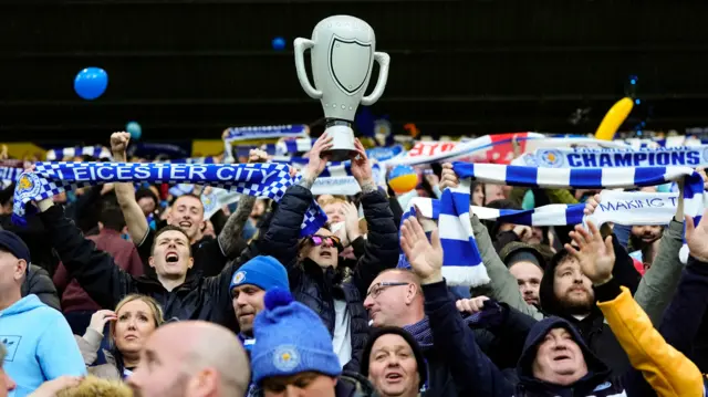 Leicester fans celebrate