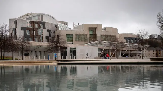 Exterior of the Scottish Parliament building in in Holyrood, Edinburgh