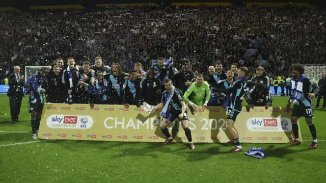 Leicester celebrate winning the Championship