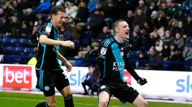 Leicester's Jamie Vardy celebrates