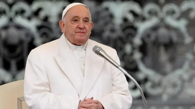 Pope Francis at his weekly general audience in St Peter's Square, Vatican