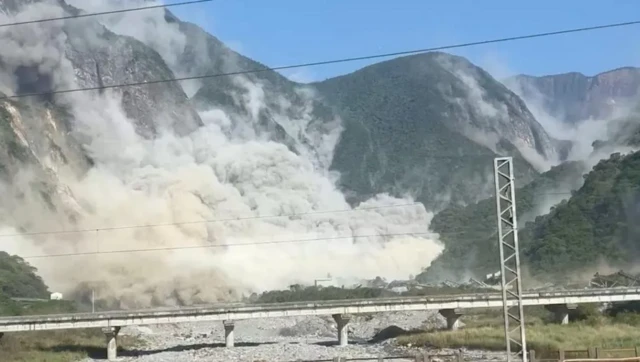 The earthquake unleashed landslides in Taiwan's mountaineous region