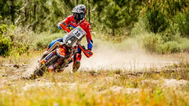 Bradley Cox of South Africa compete in their KTM 450 Rally during the SS1 on day one of the FIA Rally Raid Portugal 2024 event of the World Rally-Raid Championship