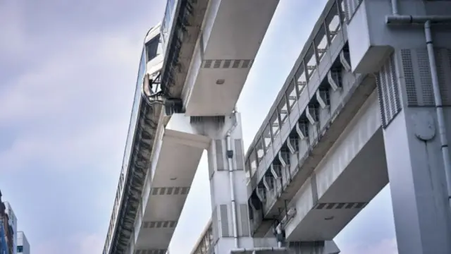 An elevated track for the Taipei Metro damaged following an earthquake in Taiwan