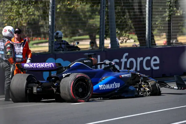 Alex Albon crashes out during practrice in Melbourne