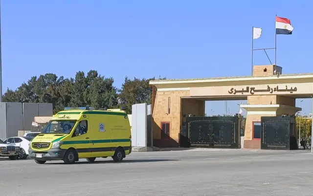 Ambulance after passing through Gaza-Egypt border