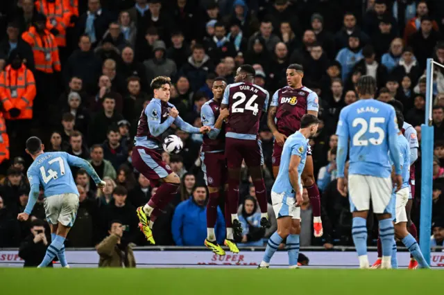 The ball goes through the Villa wall