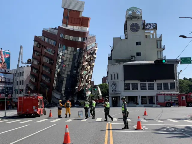 A collapsed building in Taiwan