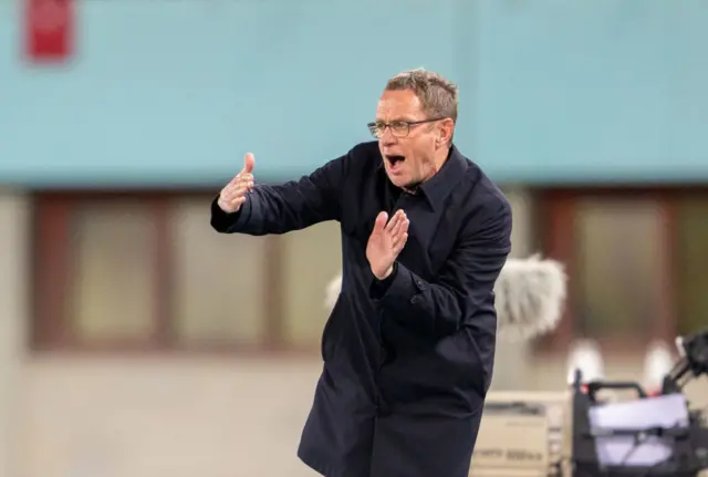 Ralf Rangnick directs his Austria side from the touchline