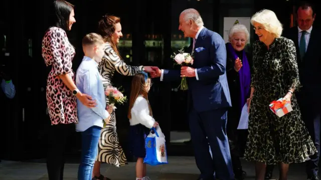 King Charles and Queen Camilla leave following a visit to University College Hospital Macmillan Cancer Centre