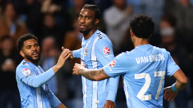 Haji Wright celebrates for Coventry