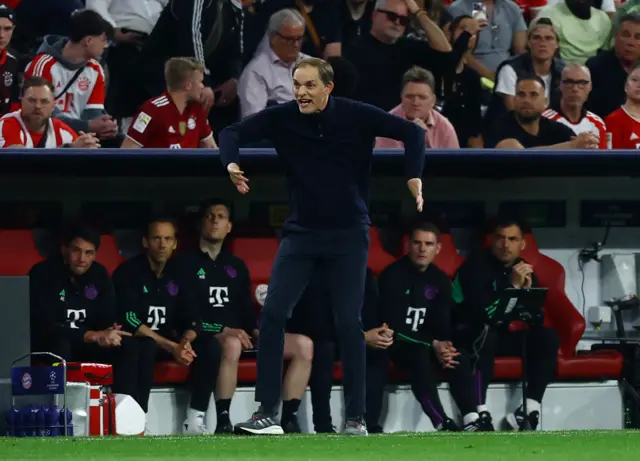 Thomas Tuchel gestures wildly on the touchline