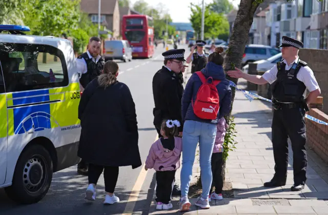 Police at the scene in Hainault, east London