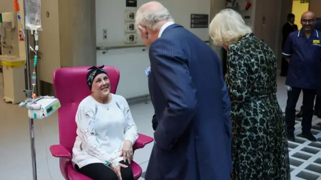 Charles and Camilla meet with a cancer patient