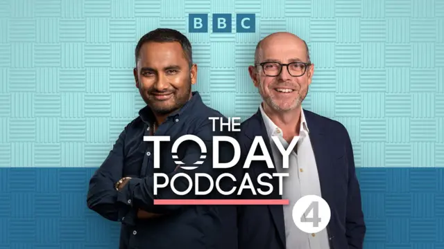 The Today Podcast promo image with Amol Rajan and Nick Robinson