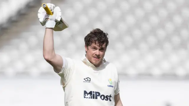 Glamorgan batter Sam Northeast celebrates his century