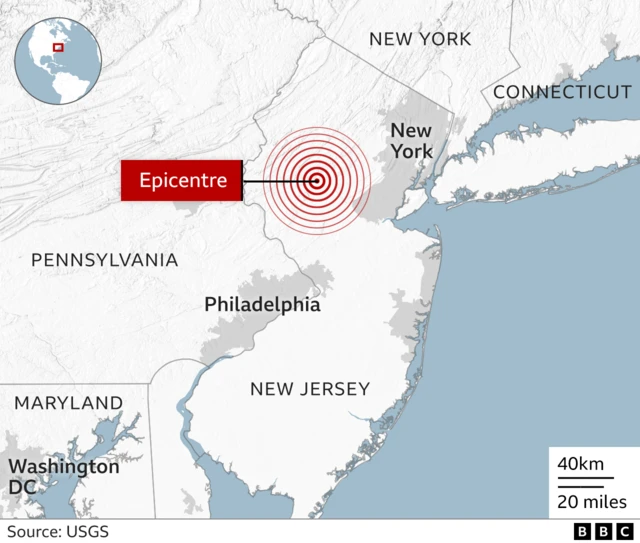 Map of New Jersey earthquake