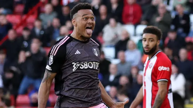 Fulham's Rodrigo Muniz celebrates scoring against Sheffield United