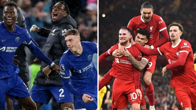 Chelsea and Liverpool players celebrate