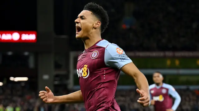 Ollie Watkins celebrates a goal for Aston Villa