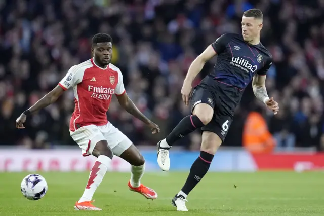 Arsenal's Thomas Partey playing against Luton