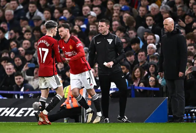 Alejandro Garnacho is replaced by Mason Mount at Chelsea