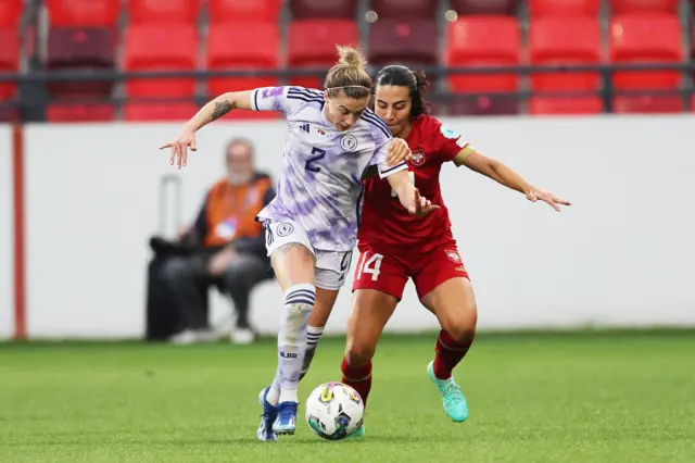 Nicola Docherty in action for Scotland against Serbia