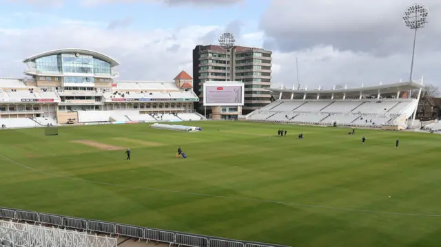 Trent Bridge with no covers on