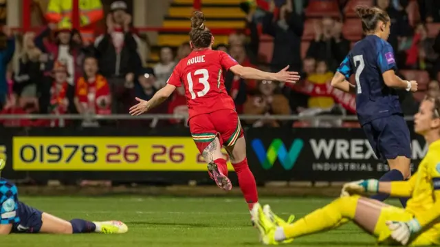 Rachel Rowe celebrates goal