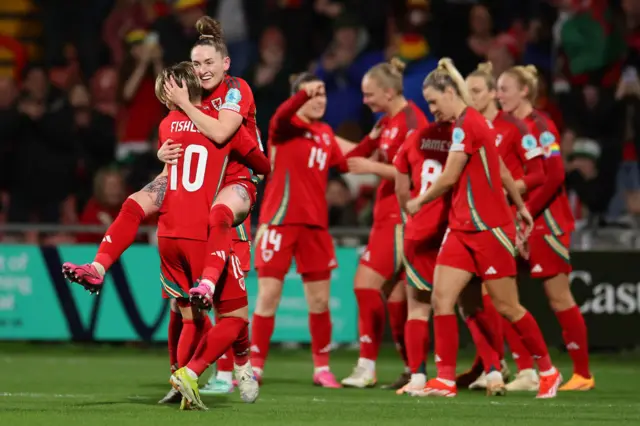 Wales players celebrate