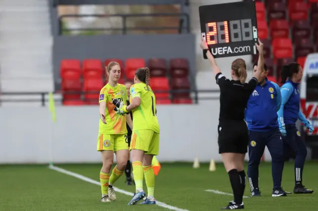 Scotland goalkeeper Sandy MacIver goes off injured